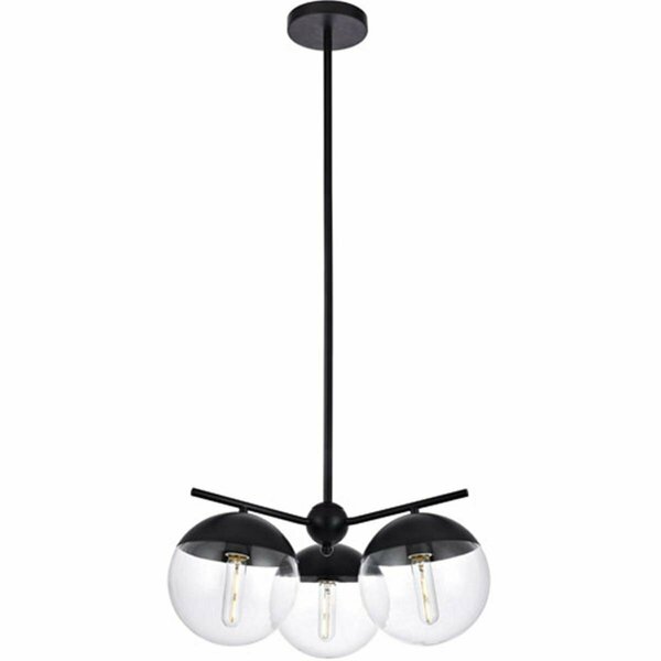 Cling Eclipse 3 Lights Pendant Ceiling Light with Clear Glass Black CL2961433